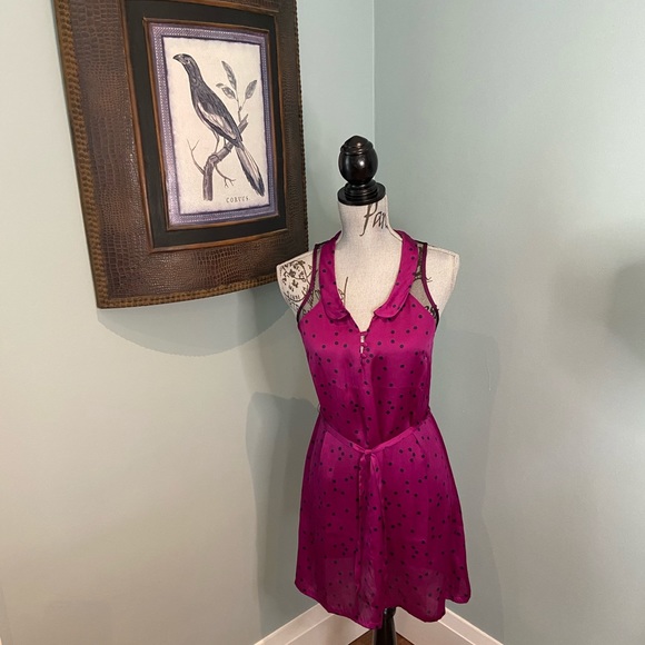 Dresses & Skirts - Peter Pan Collar Dress with Polka Dots and Mesh, S